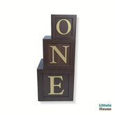 Apple Box with ONE TWO Sign Set of 3 | Wooden Decorative | Rustic Brown